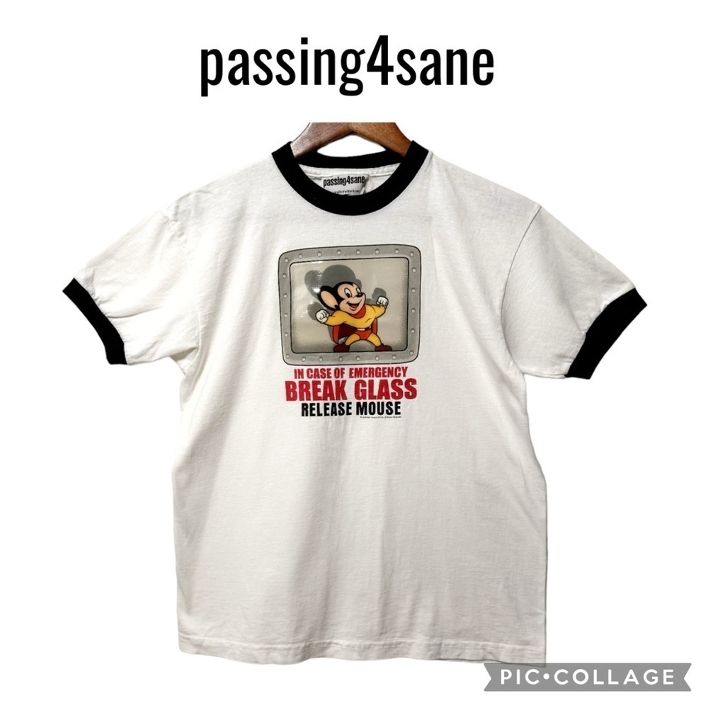2001 Vintage Mighty Mouse break glass women Ringer T-Shirt NWOT